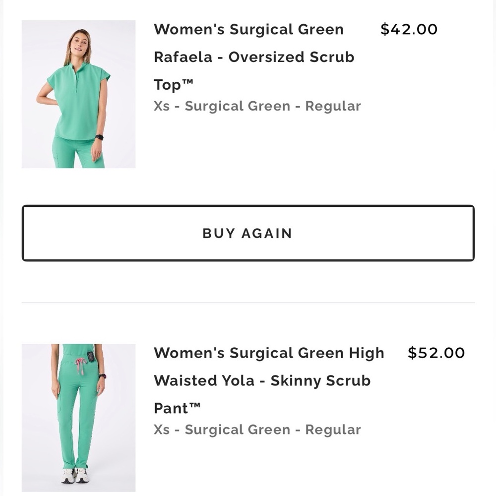 SURGICAL GREEN XS FIGS SET